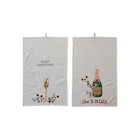 Hello Honey® 28" Cotton Slub Printed Tea Towel with Holiday Cocktail Set