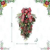 Glitzhome® 28"H Christmas Bell, Pinecone & Berry Bow Teardrop