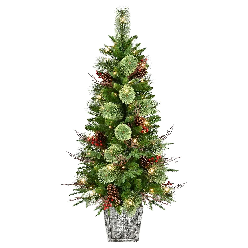 4.5ft. Pre-Lit Artificial Potted Christmas Tree, Clear Lights