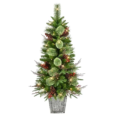 4.5ft. Pre-Lit Artificial Potted Christmas Tree, Clear Lights