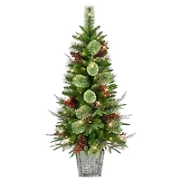 4.5ft. Pre-Lit Artificial Potted Christmas Tree, Clear Lights