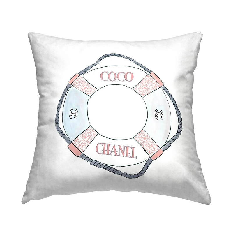 Stupell Industries Fashion Brand Buoy Nautical Glam Brand Throw Pillow, 18" x 18"