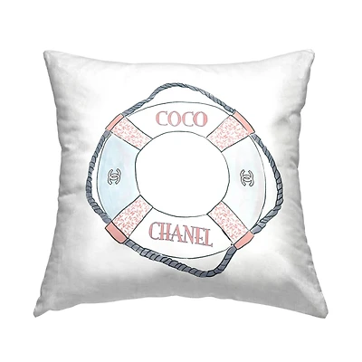 Stupell Industries Fashion Brand Buoy Nautical Glam Brand Throw Pillow, 18" x 18"
