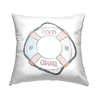 Stupell Industries Fashion Brand Buoy Nautical Glam Brand Throw Pillow, 18" x 18"