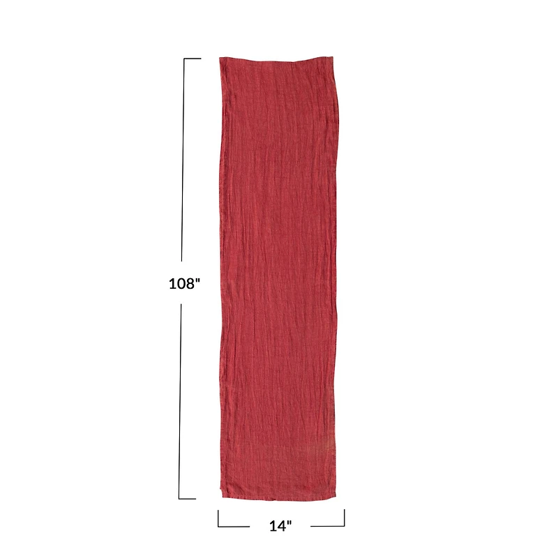 Hello Honey® 108" Red Stonewashed Linen Table Runner
