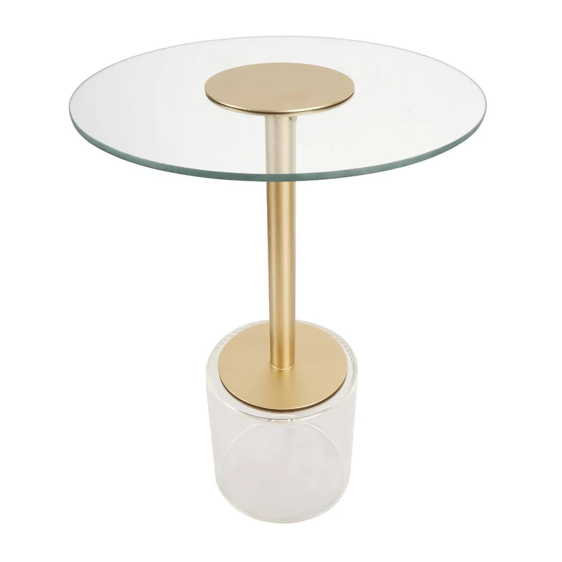 22.5" Clear Acrylic Accent Table with Elevated Base & Gold Stand