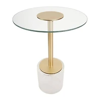 22.5" Clear Acrylic Accent Table with Elevated Base & Gold Stand