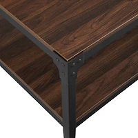 Walker Edison 48" Dark Walnut Angle Iron Coffee Table