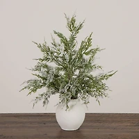 18" Pre-Lit Snowed Cypress Artificial Potted Christmas Tree