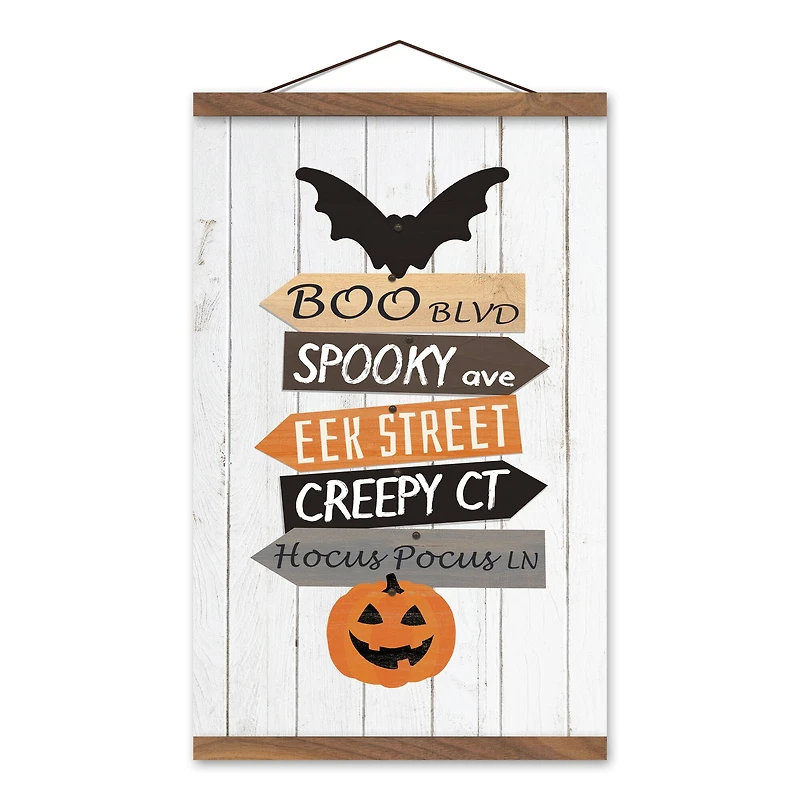 Halloween Street Names Teak Hanging Canvas