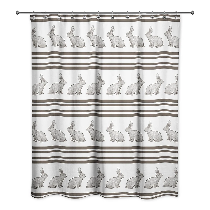 Bunny Stripes Shower Curtain 71" x 74" Shower Curtain
