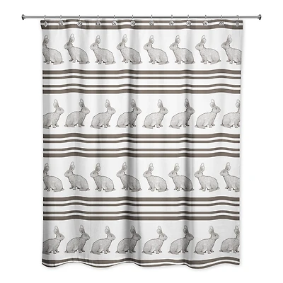 Bunny Stripes Shower Curtain 71" x 74" Shower Curtain