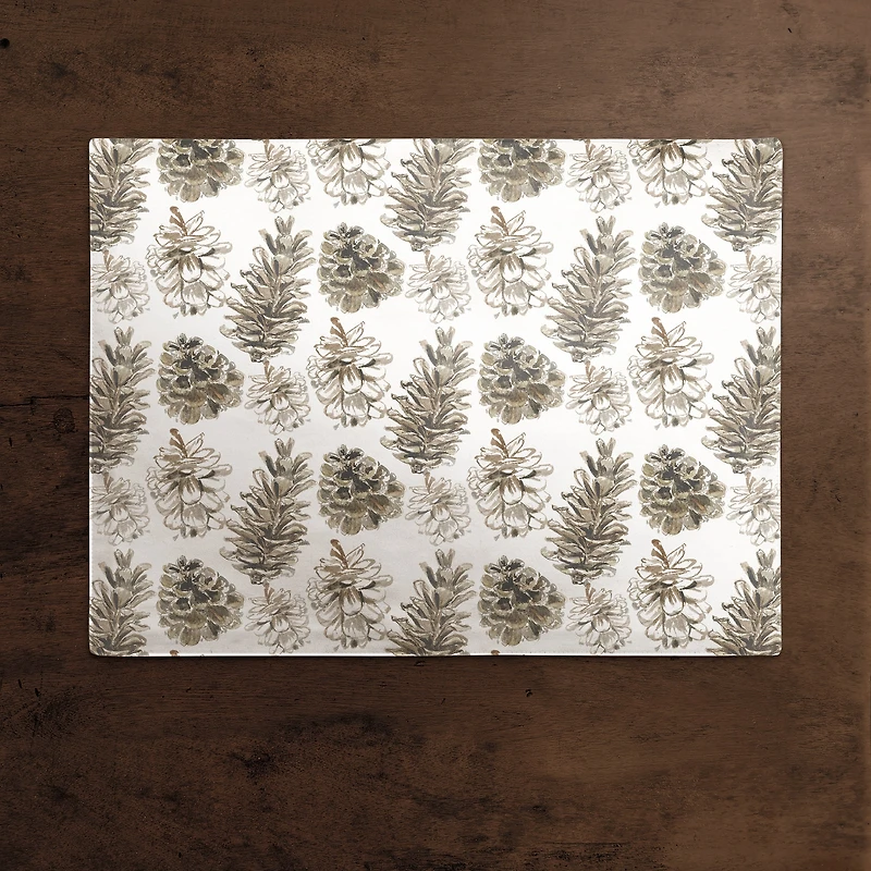 Pine Cones on White Cotton Twill Placemat