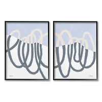 Stupell Industries Contrasting Wave Line Abstract Blue Nautical Painting Framed Wall Art