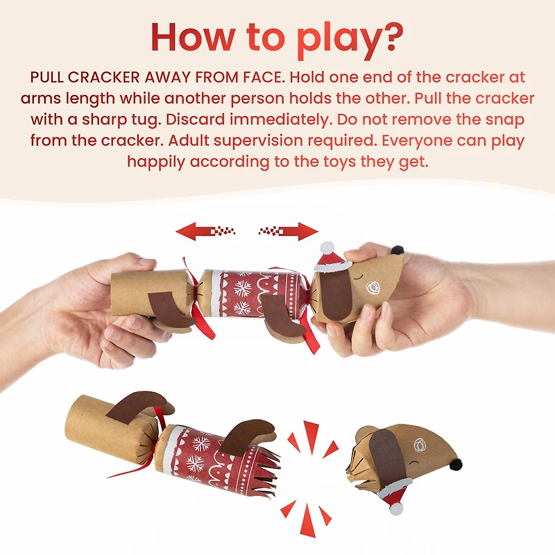 Glitzhome® 12PK 1.5"D x 10"H Dogs Christmas Party Crackers with Gift Contents