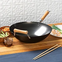 Joyce Chen 14" Carbon Steel Nonstick Wok with Birch Handles