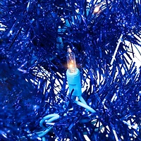 9ft. Pre-Lit Blue Artificial Tinsel Christmas Tree, Clear Lights