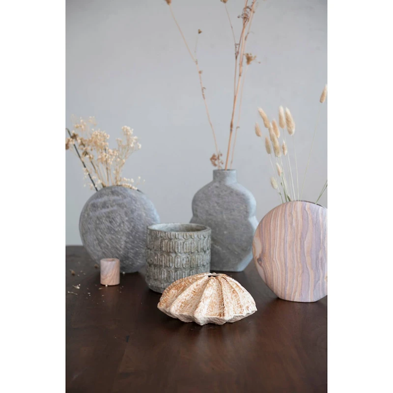 Hello Honey® 7" Distressed Black Debossed Cement Planter