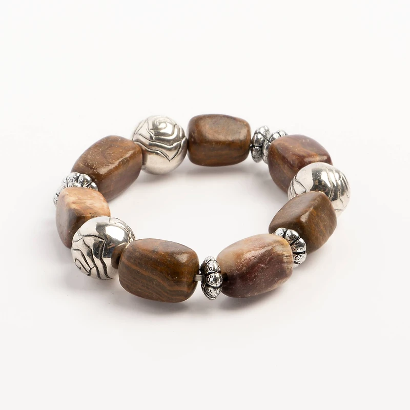 John Bead Jasper No.87 Natural Stone Stretch Bracelet