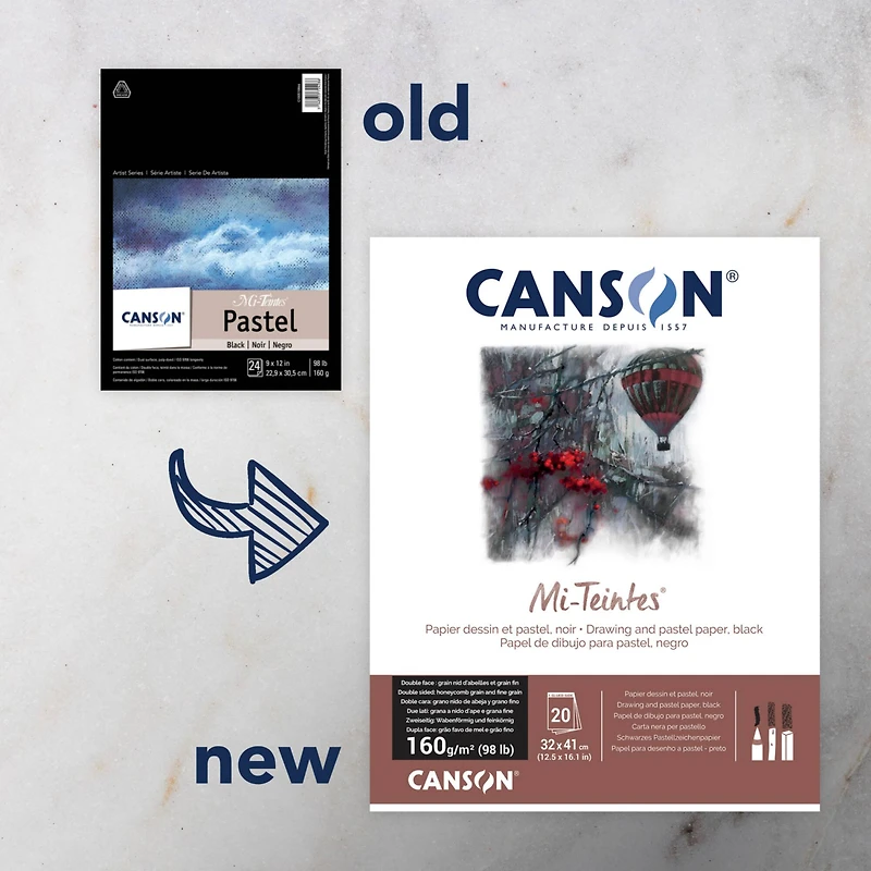 Canson® Mi-Teintes® 9" x 12" Black Pastel Paper Pad, 24 Sheets