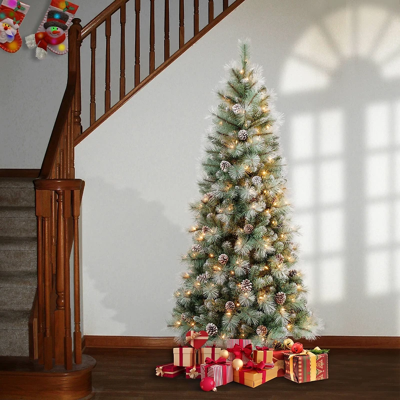 6ft. Pre-Lit Perry Hard Needle Artificial Christmas Tree, Clear Lights