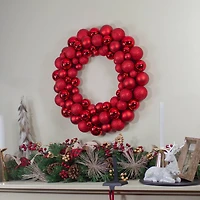 36" Red Ball Ornament Christmas Wreath