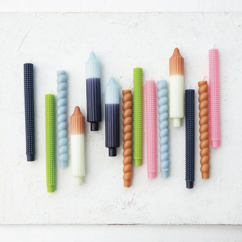 Hello Honey® 8" Blue Two-Tone Unscented Pleated Taper Candles, 2ct.