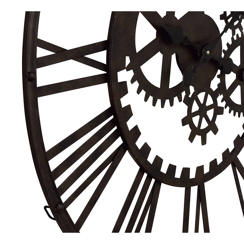 Black Industrial Metal Wall Clock