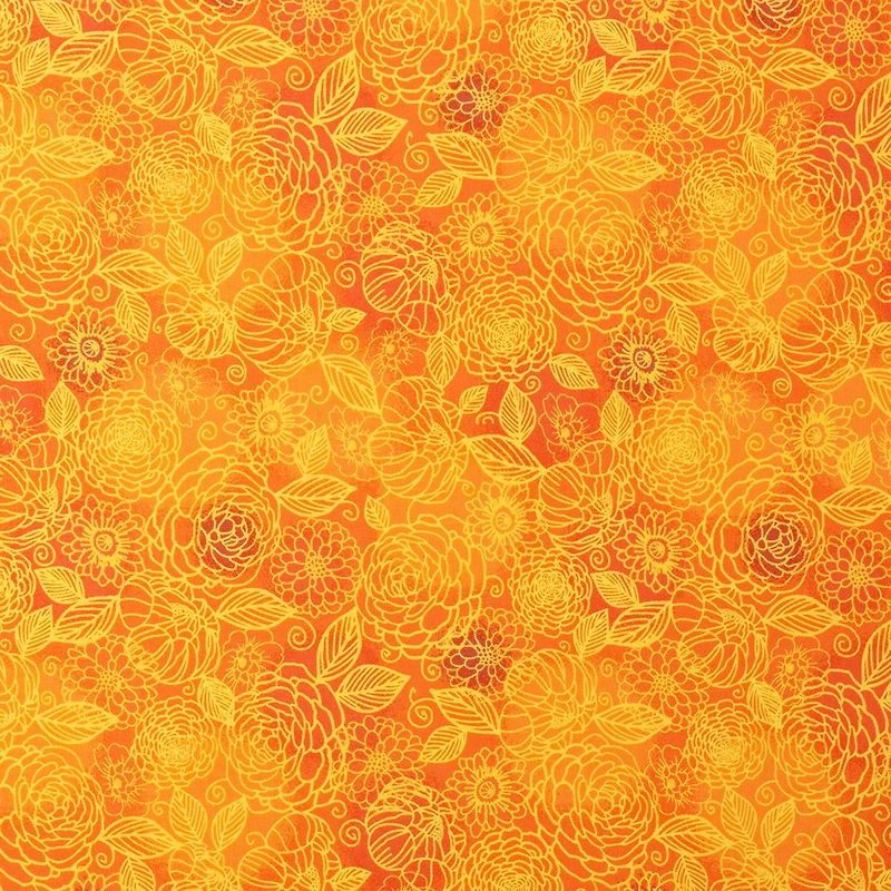 SINGER Tonal Floral Orange Cotton Fabric