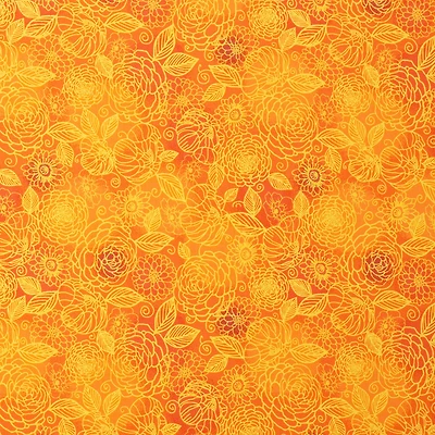 SINGER Tonal Floral Orange Cotton Fabric