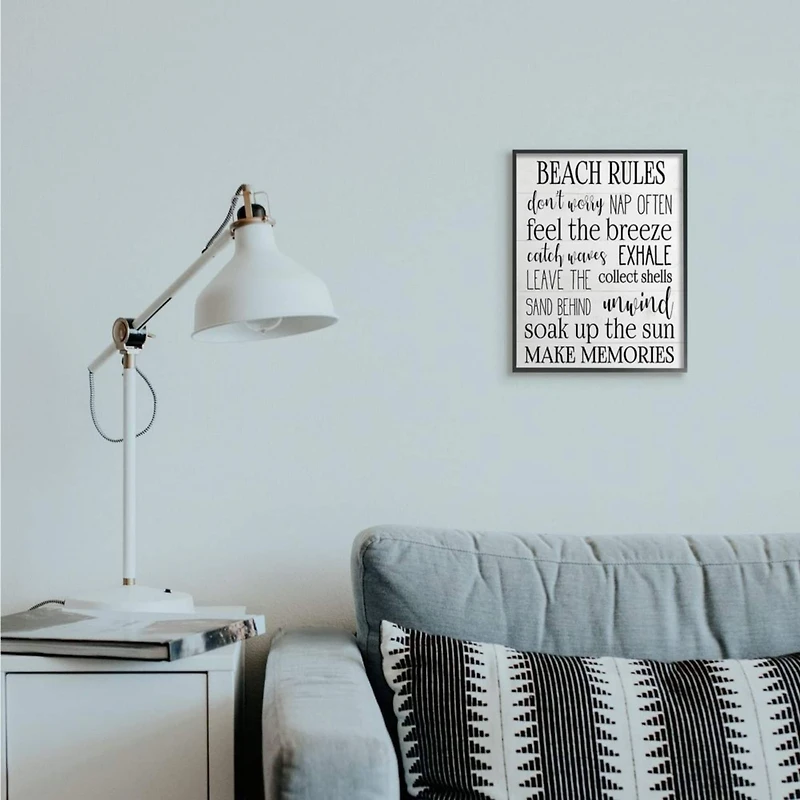 Stupell Industries Beach House Rules Wood Framed Wall Art