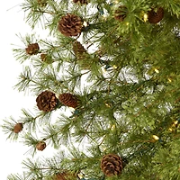 9ft. Pre-Lit Wyoming Alpine & Pinecone Artificial Christmas Tree, Clear LED Lights