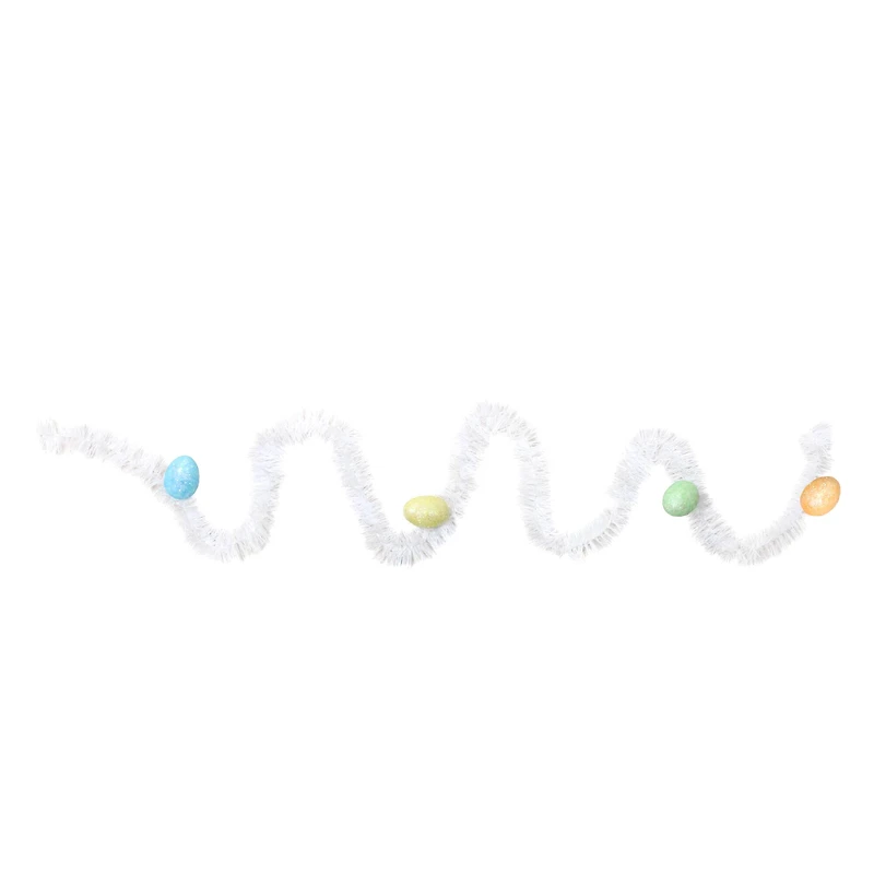 25ft. White Spring Tinsel Garland with Easter Eggs