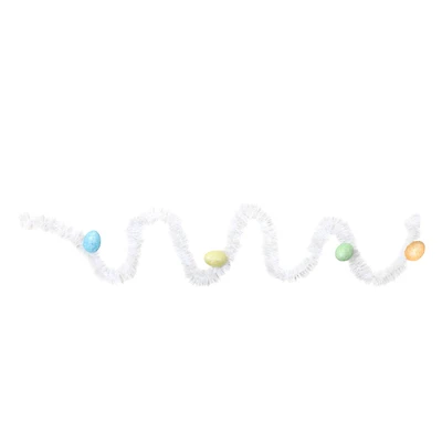 25ft. White Spring Tinsel Garland with Easter Eggs