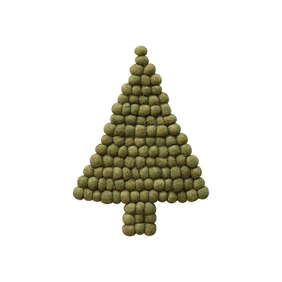 Hello Honey® 7.5" Green Handmade Wool Felt Ball Tree Trivet