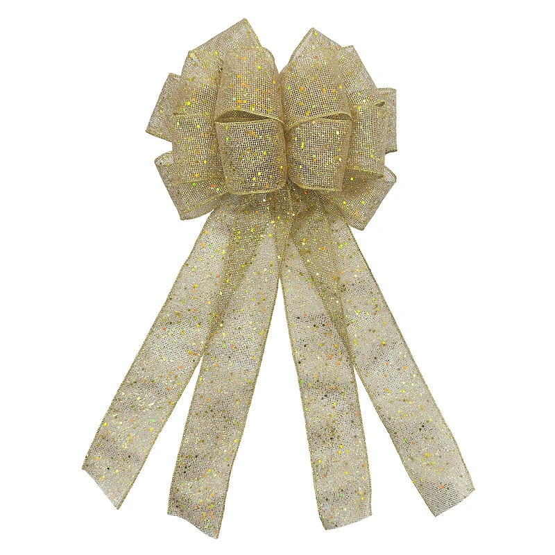 20.5" Gold Glitter Mesh Tree Bow by Celebrate It®