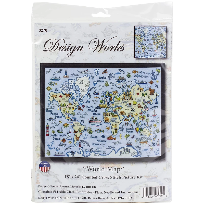 Design Works™ World Map Counted Cross Stitch Kit