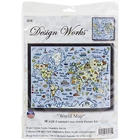 Design Works™ World Map Counted Cross Stitch Kit