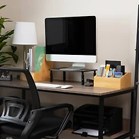 Mind Reader Desktop Organizer, 7-compartment, Office Essentials, Modern, Office, Bamboo, Brown