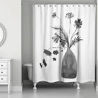 Monochromatic Floral III 71" x 74" Shower Curtain