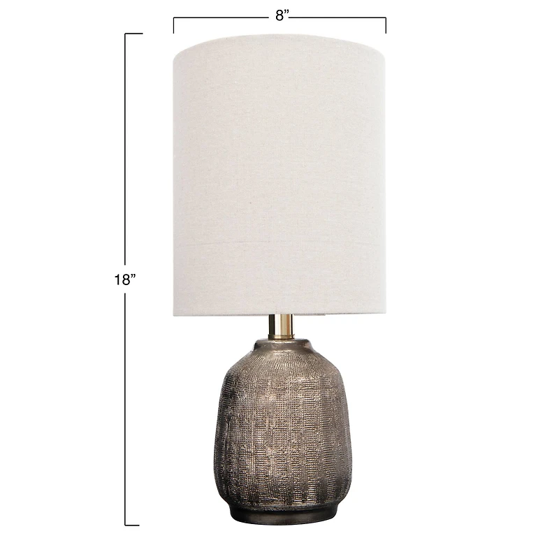Hello Honey® 18" Metallic Glazed Terracotta Table Lamp with Linen Shade