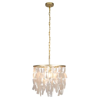 Hello Honey® Marina Round Gold Metal & Natural Capiz Chandelier Style Pendant Ceiling Light