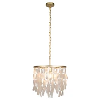 Hello Honey® Marina Round Gold Metal & Natural Capiz Chandelier Style Pendant Ceiling Light