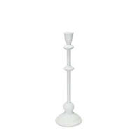Hello Honey® Antique White Sand Finish Tall Metal Taper Candle Holder