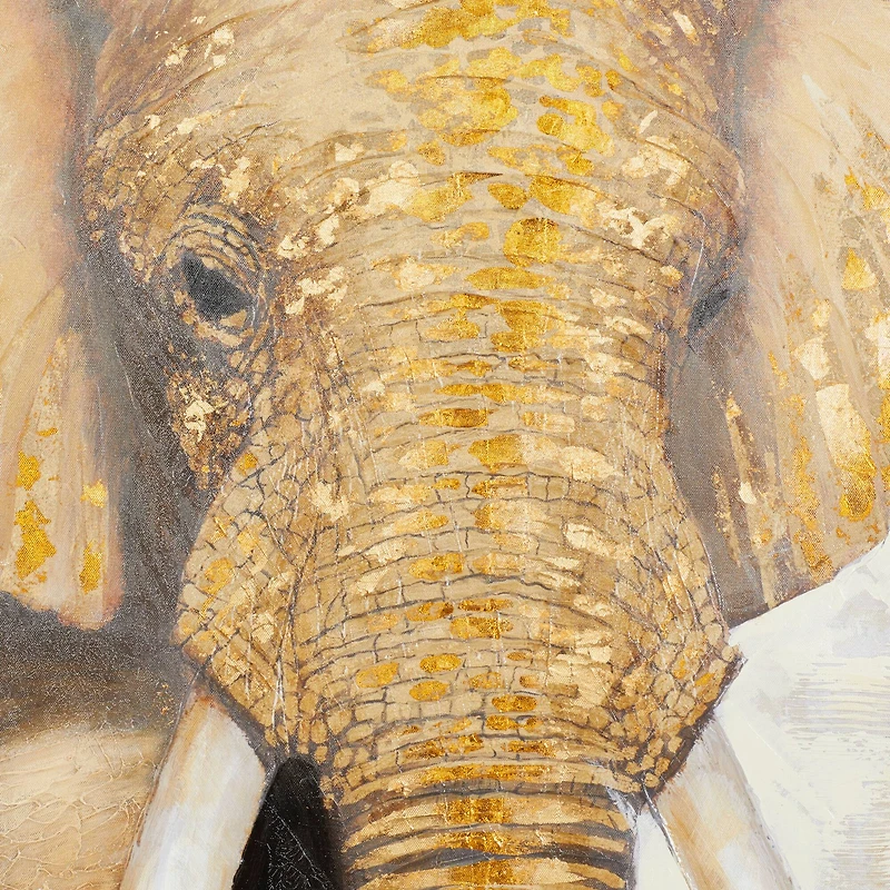 Brown Traditional Elephant Canvas Wall Art, 47" x 47"