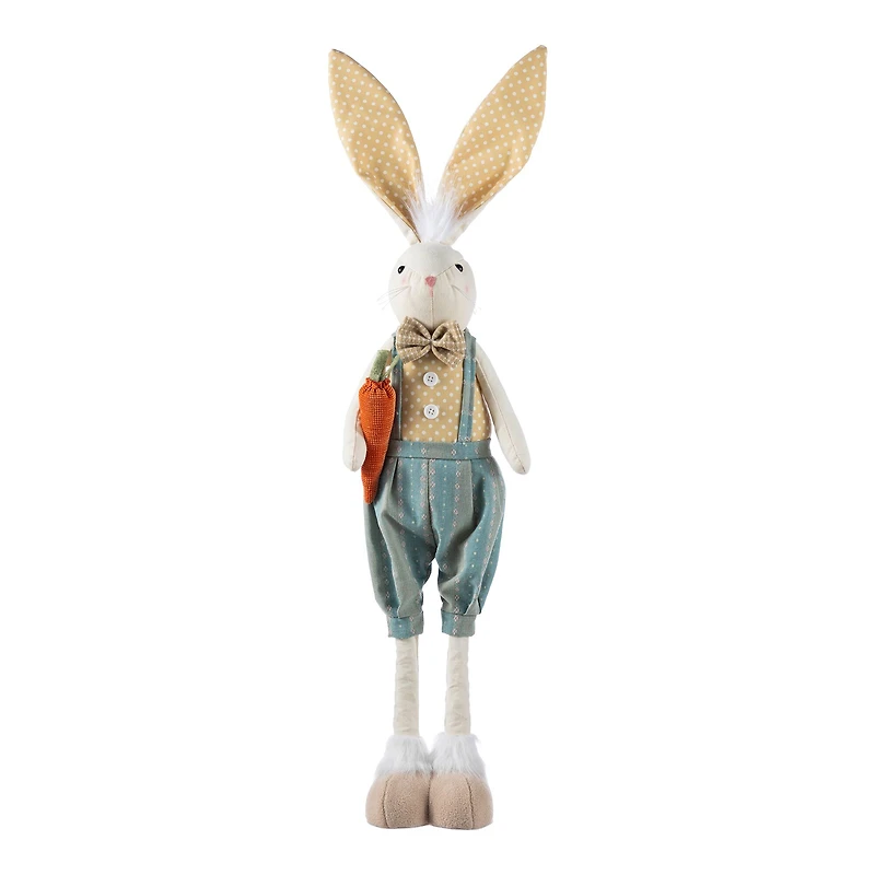 Glitzhome® 23"-32.75" Easter Fabric Boy Bunny with Telescoping Legs Figurine