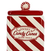 7.5" Red & White Candy Cane Ceramic Container by Ashland®