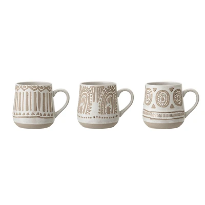 Hello Honey® Beige Handpainted Underglaze Stoneware Mug Set