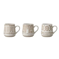 Hello Honey® Beige Handpainted Underglaze Stoneware Mug Set