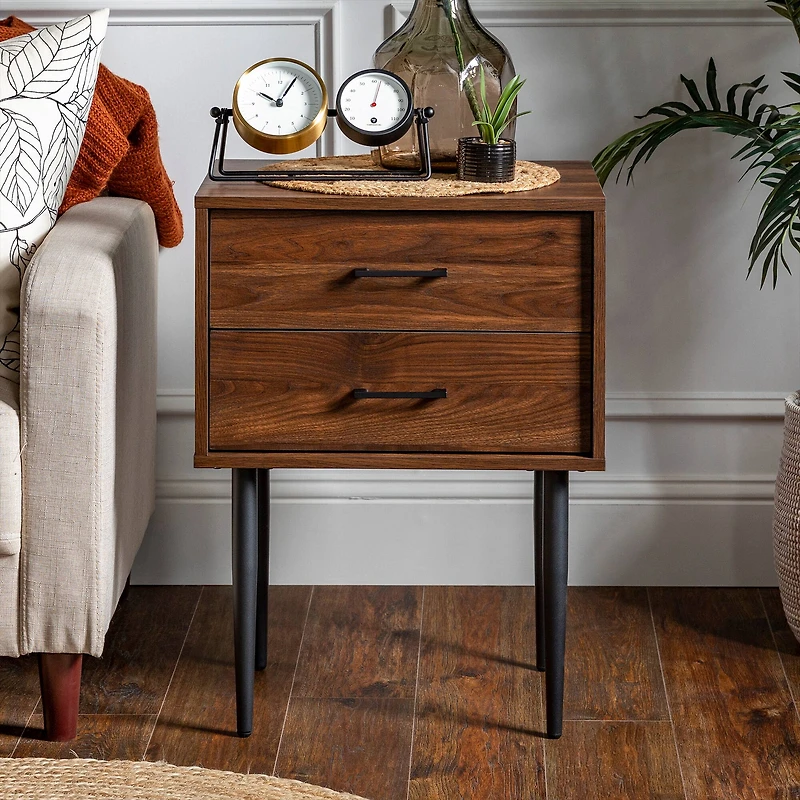Walker Edison Dark Walnut Modern Nightstand